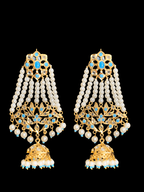 DER27 Inara jhoomar earrings in feroza  (SHIPS IN 4 WEEKS  )