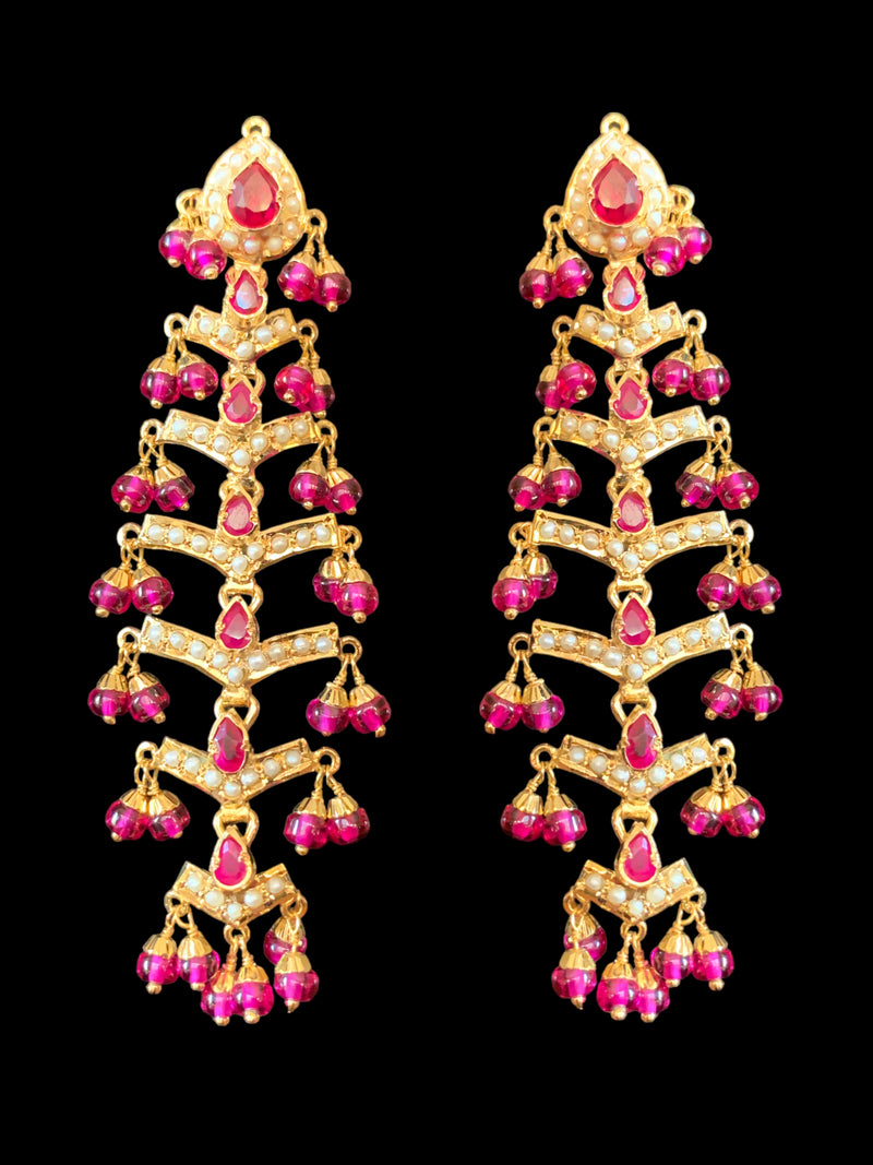 Ruby pearl gold plated silver earrings ( READY TO SHIP )