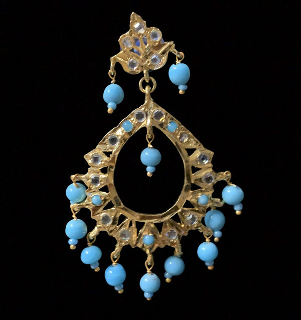 Maria chandbali in feroza or turquoise  ( SHIPS IN 4 WEEKS )