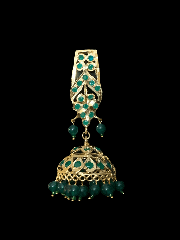 DER115 Rooha hyderabadi green  jhumka ( SHIPS IN 4 WEEKS  )