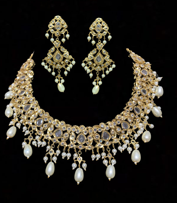 Smitha necklace set  in pearls  (SHIPS IN 4 WEEKS )