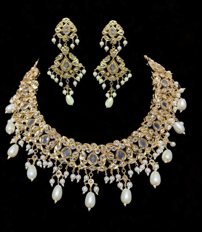 Smitha necklace set  in pearls  (SHIPS IN 4 WEEKS )