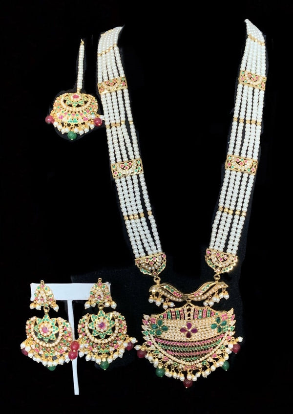 Keya ruby emerald rani haar with earrings tik