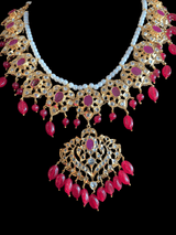 NS24 Anchal necklace set in red / ruby   (READY TO SHIP)