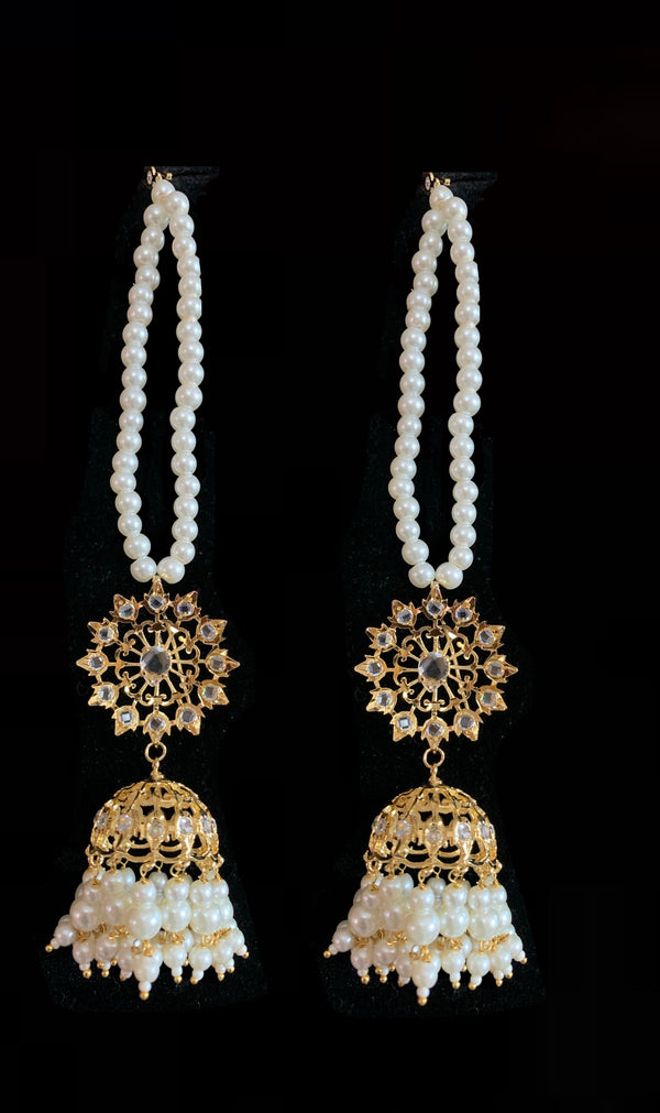 DER193 Karanphool jhumka - pearls ( SHIPS IN 2 WEEKS )