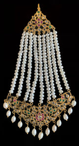 DJHR74 Ruby emerald jhoomar with fresh  water pearls ( READY TO SHIP)