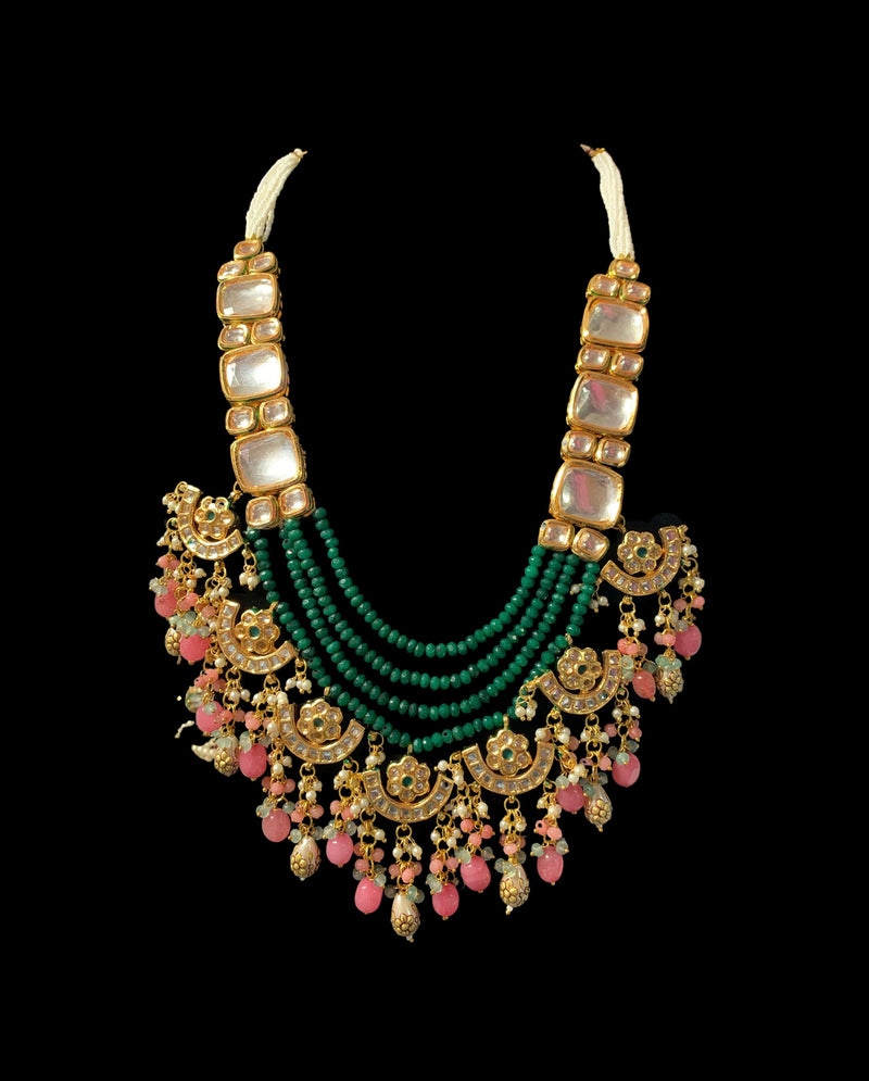 Bharti Kundan Mala with earrings tika ( SHIPS IN 4 WEEKS )