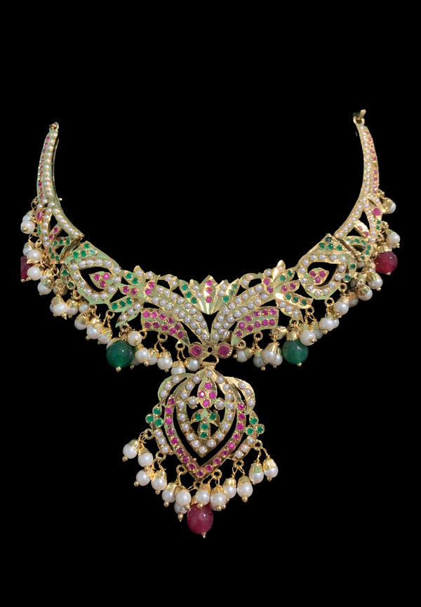 NS329 Taseen necklace set in ruby emerald ( SHIPS IN 4 WEEKS )