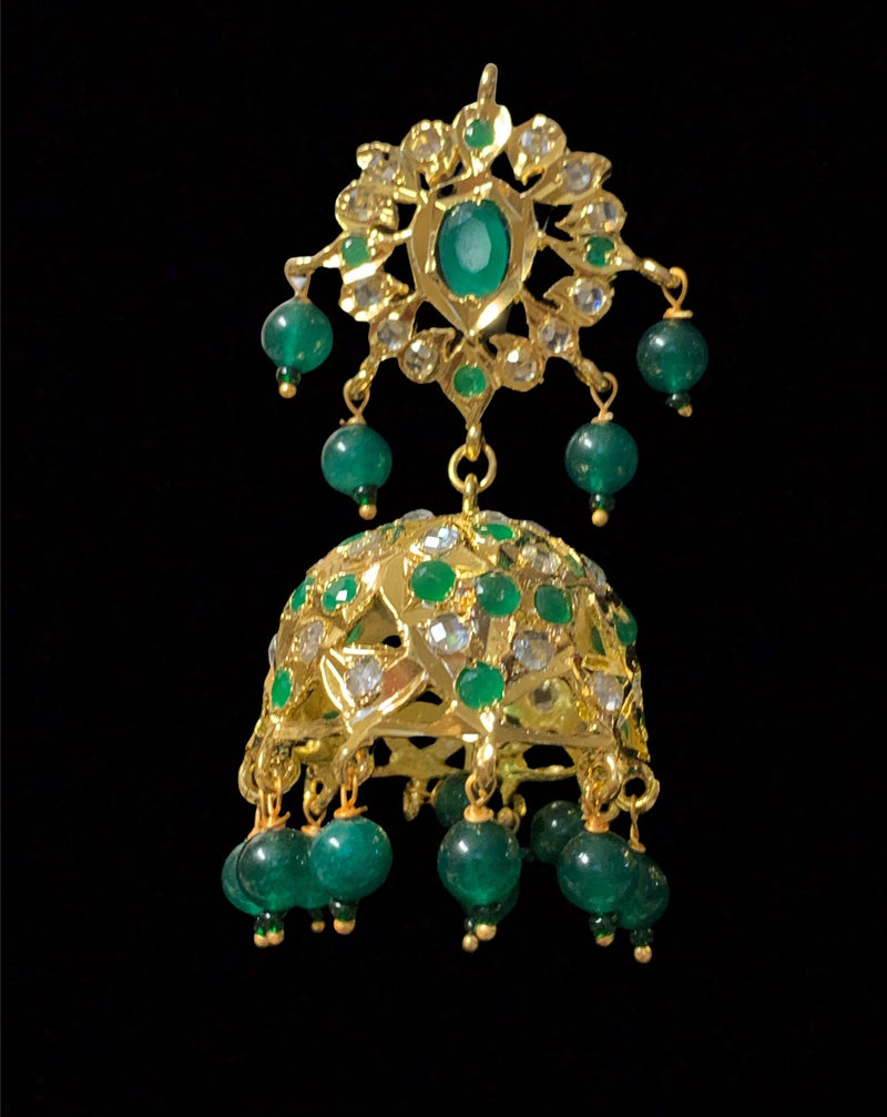 Anaya Hyderabadi jhumka in emeralds ( SHIPS IN 4 WEEKS )