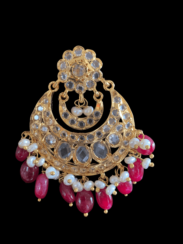 DER291  Maanvi  Chandbali in ruby ( READY TO SHIP )