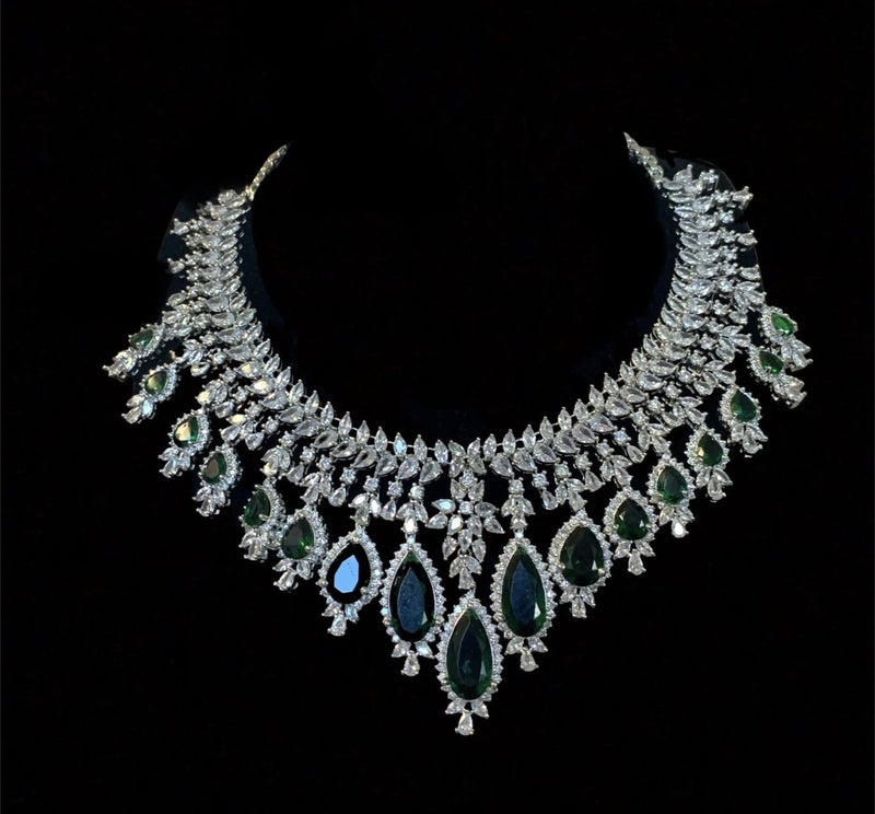 Nafisa  necklace set in emeralds ( SHIPS IN 4 WEEKS  )