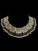 NS69 Rashmika jadau necklace with jhumka ( ruby emerald ) ( READY TO SHIP)
