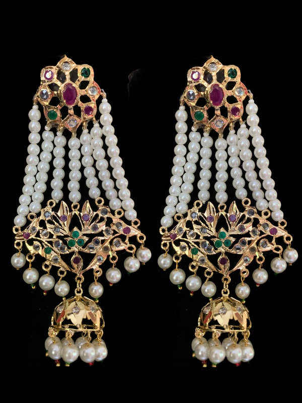 Inara jhoomar earrings in red green DER30   (SHIPS IN 4 WEEKS )