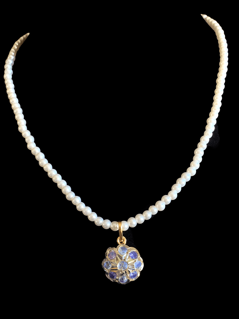 PS69 Sara hyderabadi Jadau flower pendant and earrings set in amethyst   ( READY TO SHIP )