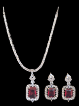 NS277 Myrha cz necklace set -RUBY ( READY TO SHIP )