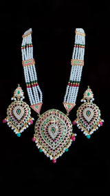 Gold plated Jadau Rani haar in ruby emerald ( SHIPS IN 3 WEEKS )