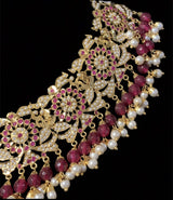 NS163 Rashmika jadau necklace with jhumka ( rubies ) ( SHIPS IN 4 WEEKS)