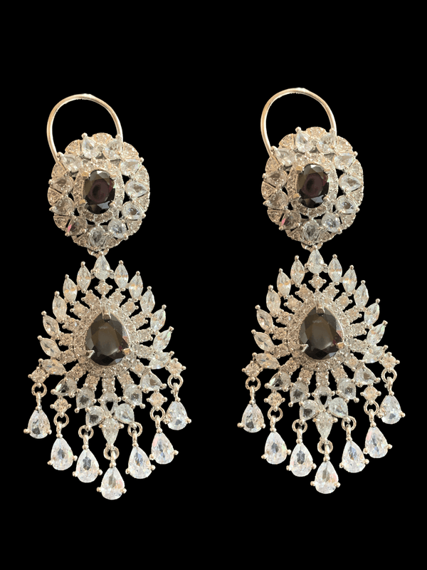 Manahil cz earrings   - black DER11 ( READY TO SHIP )