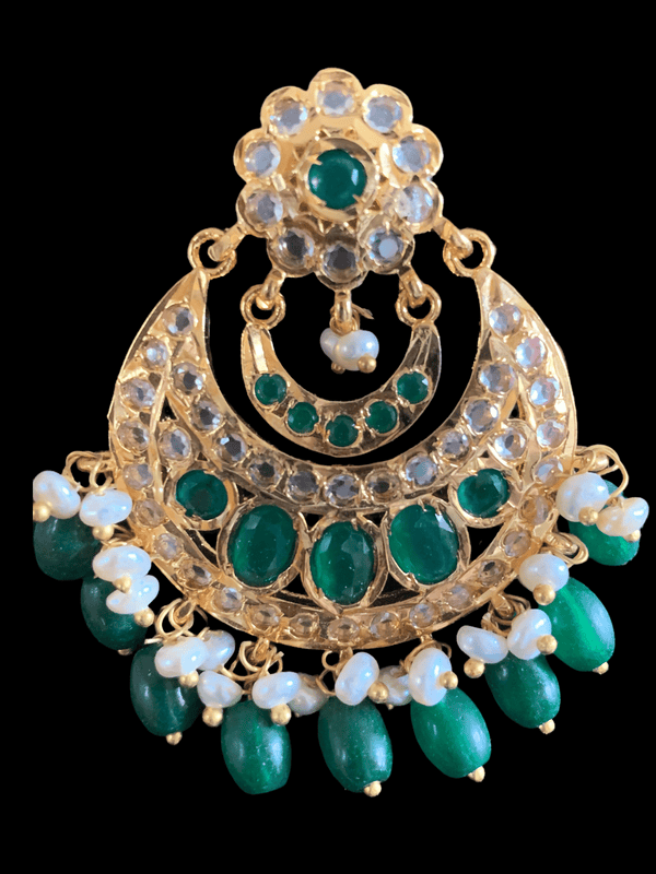 DER294 Maanvi  Chandbali in green  ( READY TO SHIP )