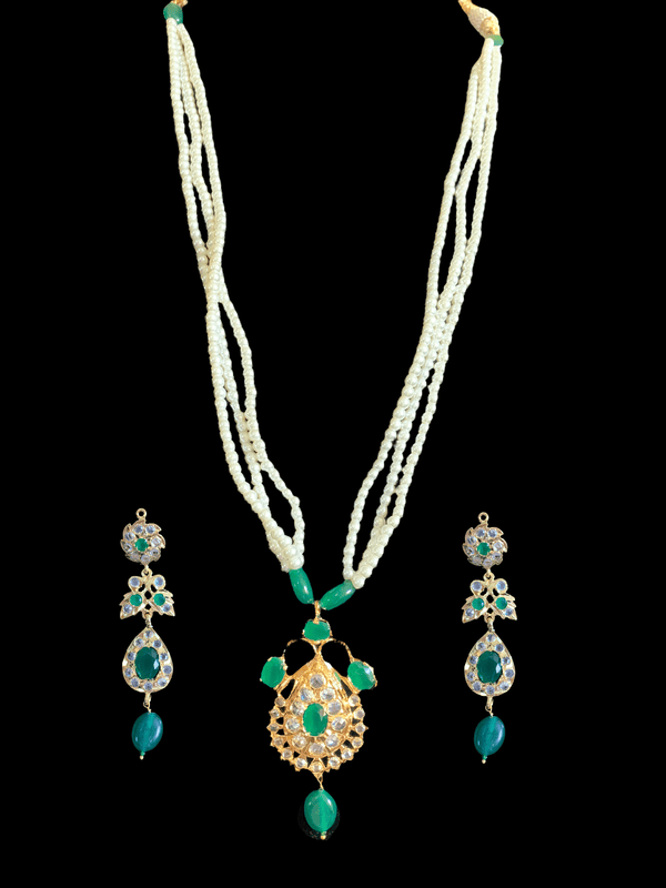 PS440 Jugni in shell pearls with green  beads ( READY TO SHIP)