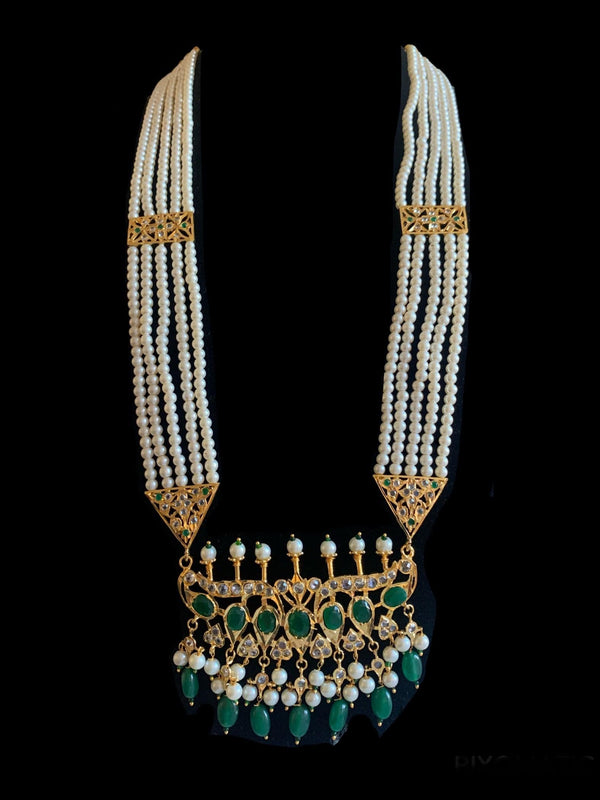 Tirmani in Rani haar style with Chandbali in green ( SHIPS IN 3 WEEKS )