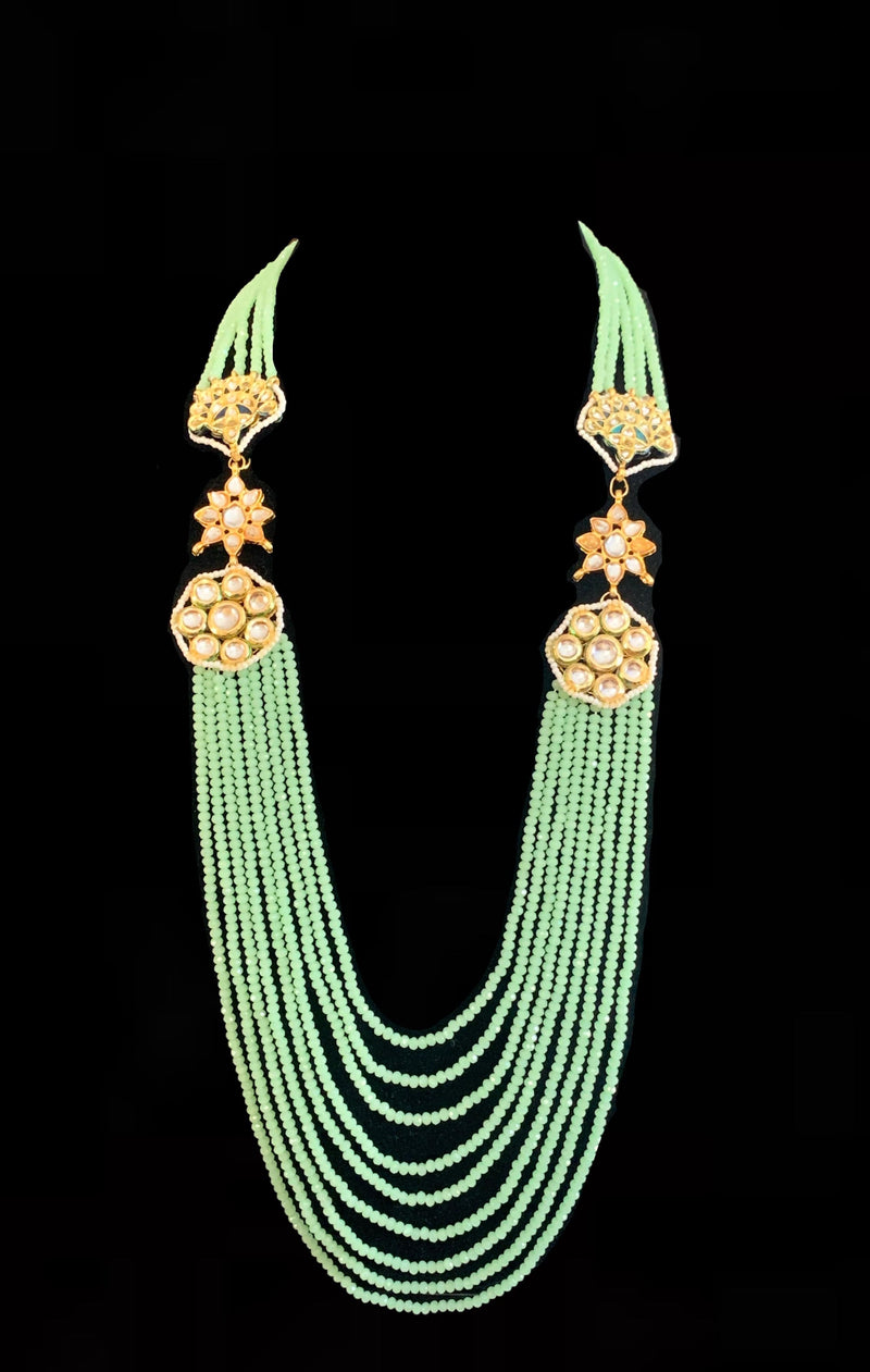 LN26 Mallika beaded long kundan necklace with earrings ( READY TO SHIP)