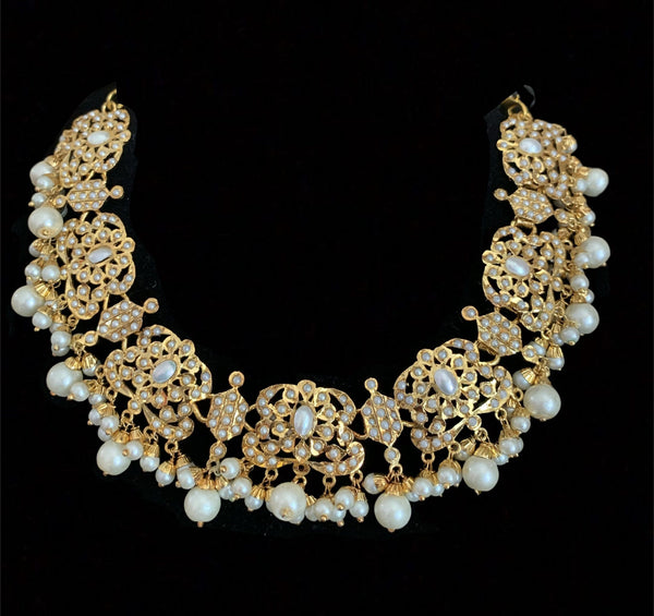 NS166 Niyati pearl jadau necklace with earrings ( READY TO SHIP )