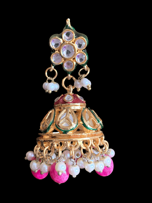 Kundan jhumka earrings with meenakari ( READY TO SHIP )