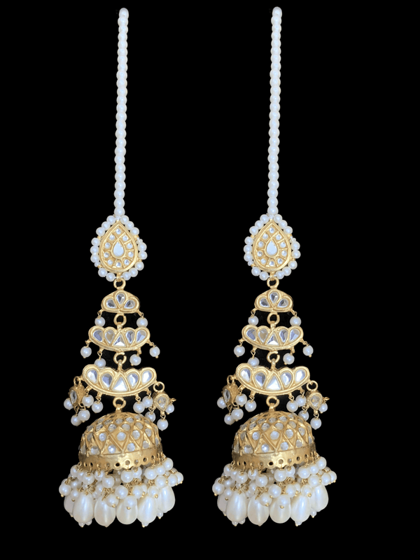 DER339 Hamna kundan layered jhumka in pearls ( SHIPS IN 4 WEEKS )