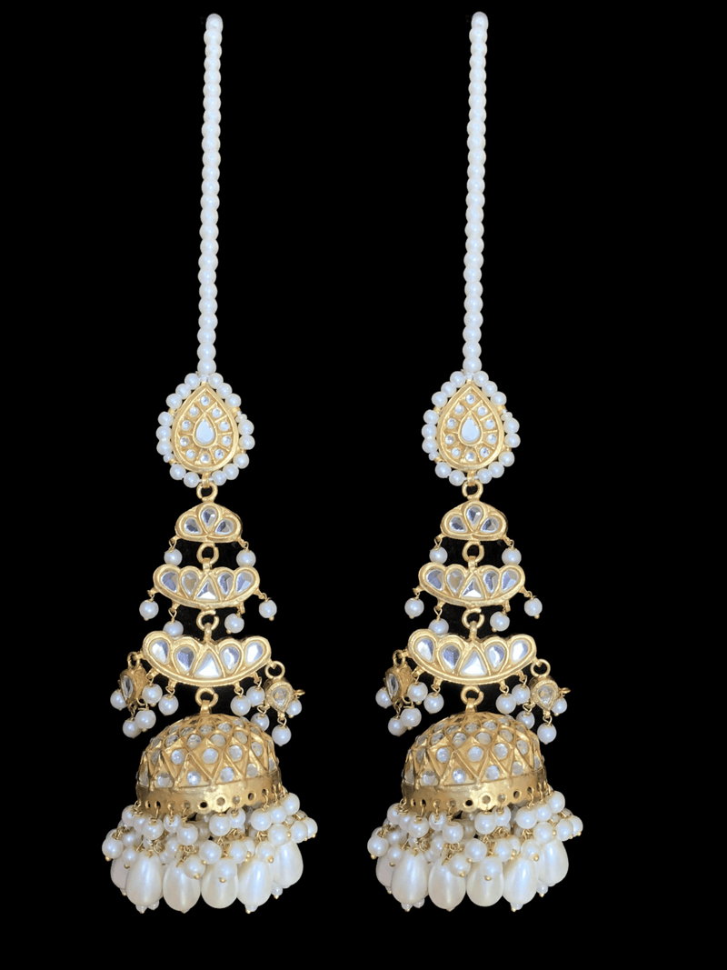 DER339 Hamna kundan layered jhumka in pearls ( READY TO SHIP  )