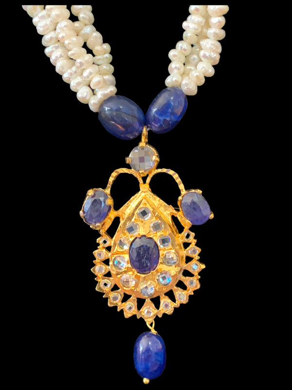 Jugni in fresh water  pearls and sapphires ( SHIPS IN 4 WEEKS  )