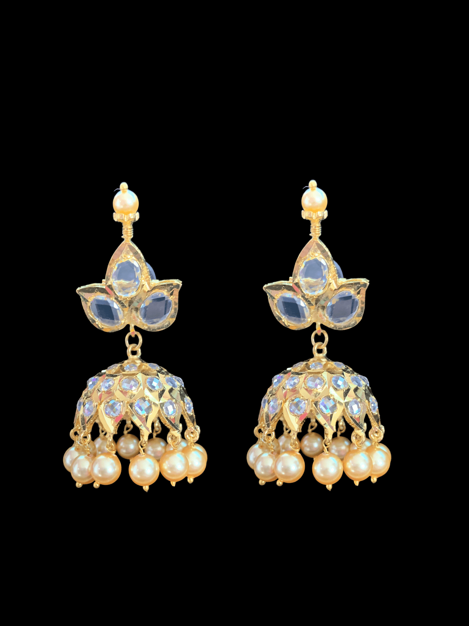 Hyderabadi Gold Plated Polki Necklace in Gold Plated Silver Ships in 4 Weeks