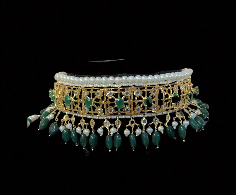 Insia jadavi lacha in emerald beads (READY TO SHIP  )