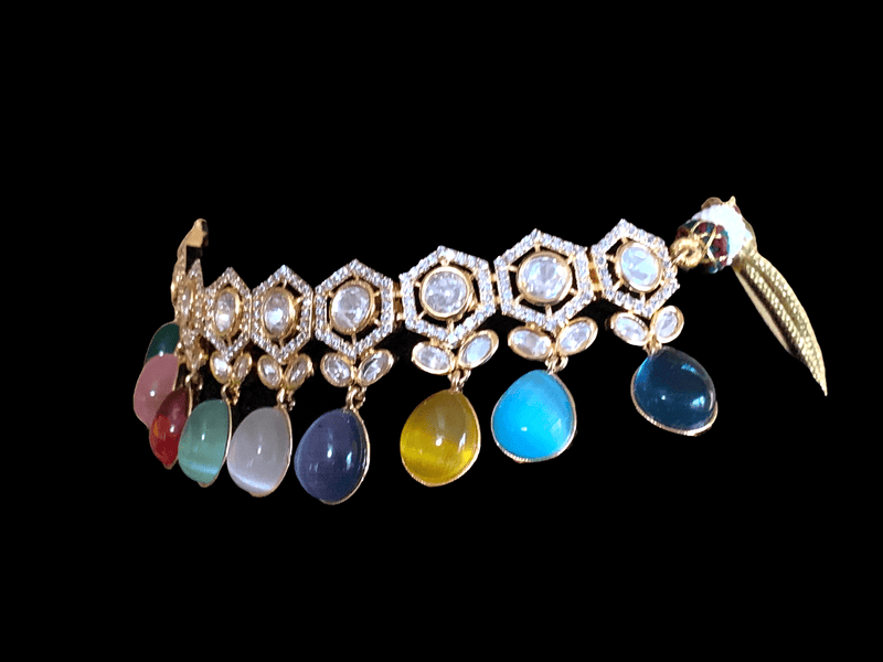 C187 multicolor gold plated choker ( READY TO SHIP)