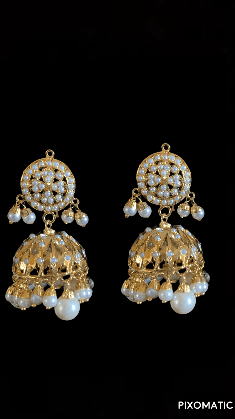 Hira jhumka in pearls ( READY TO SHIP)