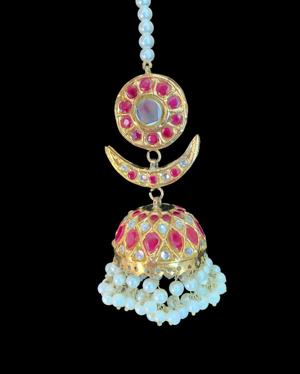 DER300 Ruby kundan jhumka ( READY TO SHIP)