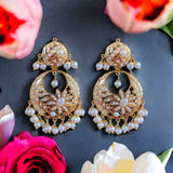 92.5 silver gold plated Chandbali earrings in pearls ( READY TO SHIP )