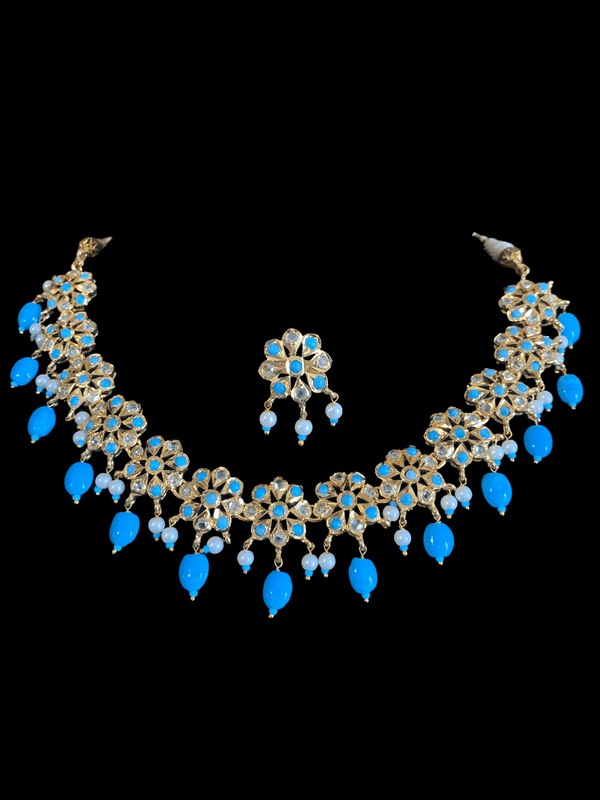 NS191 Malavika necklace set in turquoise ( READY TO SHIP )