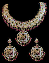 NS137 Ruchika  necklace set in red   ( READY TO SHIP )