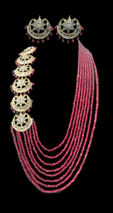 LN44 Darika Multi brooch necklace set in red / ruby beads ( READY TO SHIP )