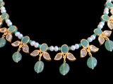 ZAFRIN gold plated silver necklace set in emeralds READY TO SHIP)