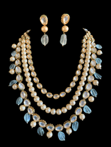 Leila high quality ac kundan necklace with earrings in fluorite beads ( SHIPS IN 4 WEEKS )