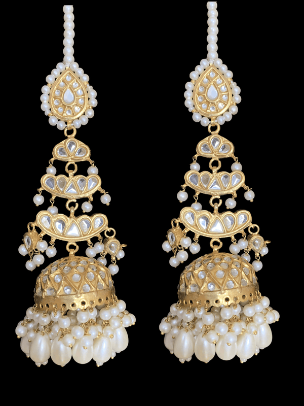 DER339 Hamna kundan layered jhumka in pearls ( SHIPS IN 4 WEEKS )