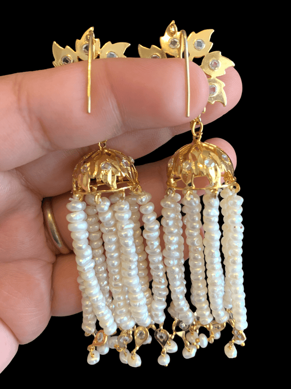 Roosa jhumka ( fresh water pearls  )( READY TO SHIP)