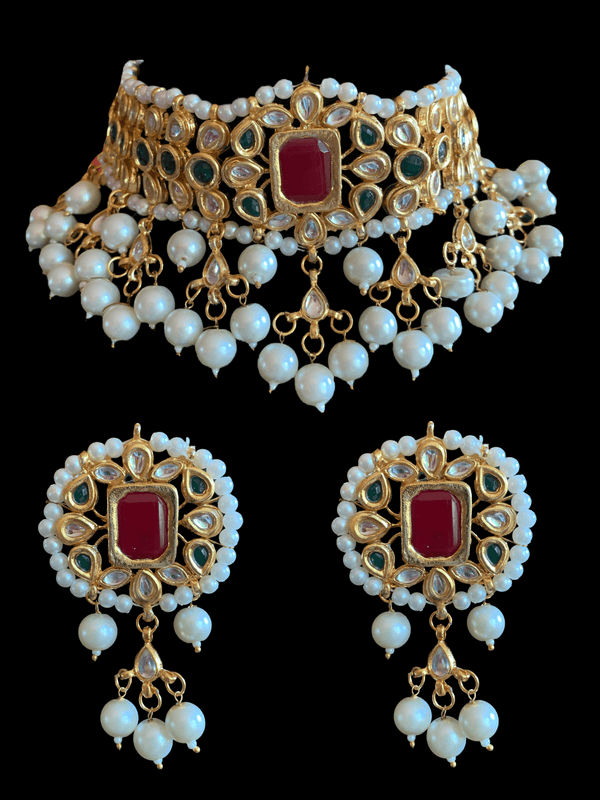 Radha sabyasachi inspired kundan choker with earrings ( READY TO SHIP )