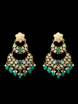 DER90 cz earrings in fresh water pearls- emerald   ( READY TO SHIP)