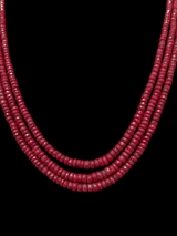 Three layer natural ruby beads necklace ( READY TO SHIP )