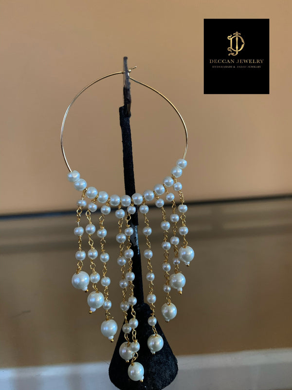 DER382 Riza pearl bali earrings  (READY TO SHIP )