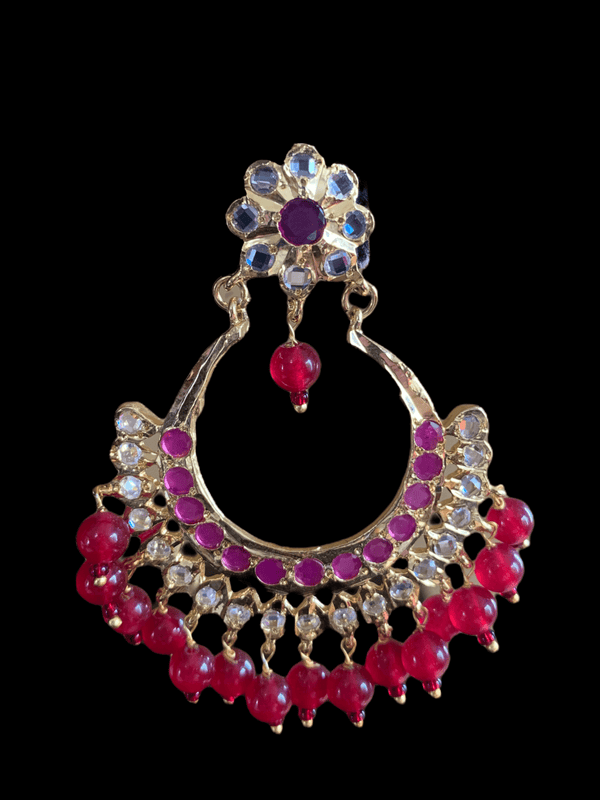 DER60 Anaita Hyderabadi chandbali in rubies (READY TO SHIP)