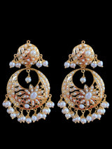92.5 silver gold plated Chandbali earrings in pearls ( READY TO SHIP )
